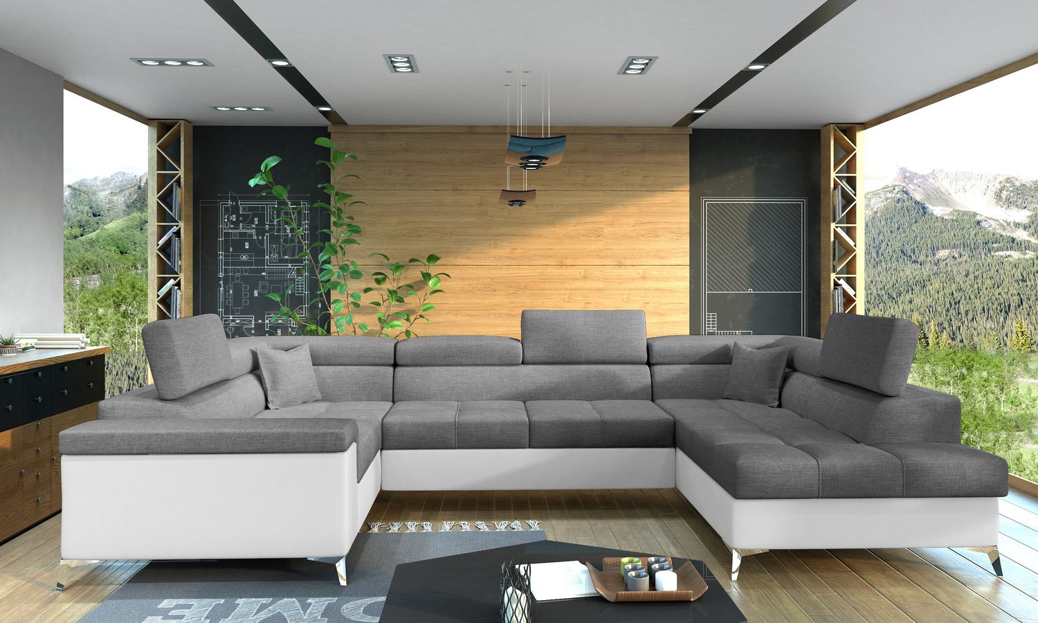 Corner Sleeper Sofa Thiago 5 | size: Width: 208cm, Height: 88cm, Depth: 43cm | color: Sawana/Soft | image: 1 | variant: 1016473