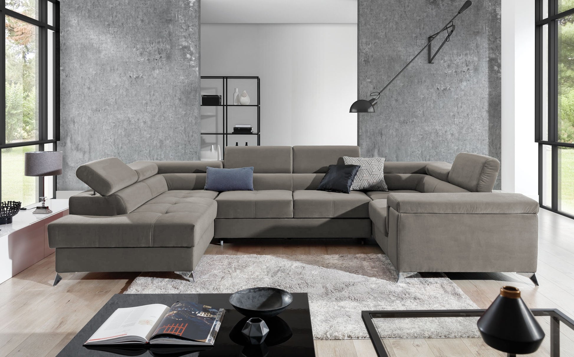 Corner Sleeper Sofa Thiago 51 | size: Width: 208cm, Height: 88cm, Depth: 43cm | color: Paros | image: 1 | variant: 1016519