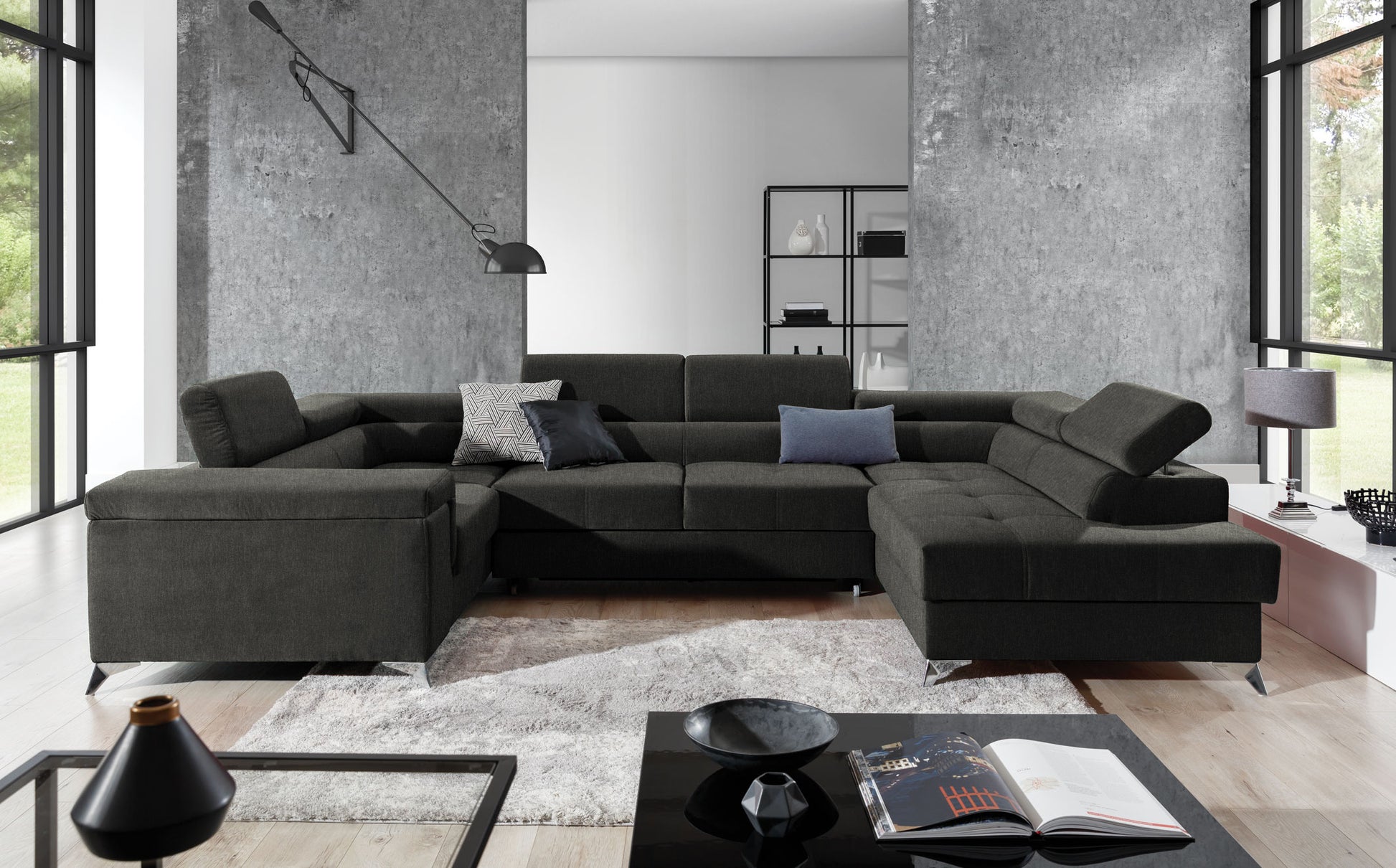 Corner Sleeper Sofa Thiago 56 | size: Width: 208cm, Height: 88cm, Depth: 43cm | color: Sawana | image: 1 | variant: 1016524