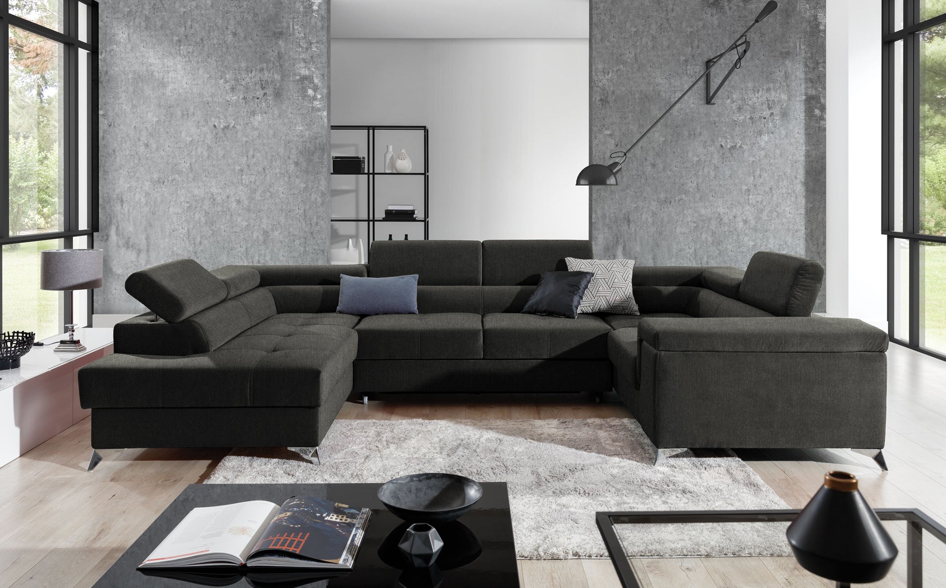 Corner Sleeper Sofa Thiago 57 | size: Width: 208cm, Height: 88cm, Depth: 43cm | color: Sawana | image: 1 | variant: 1016525