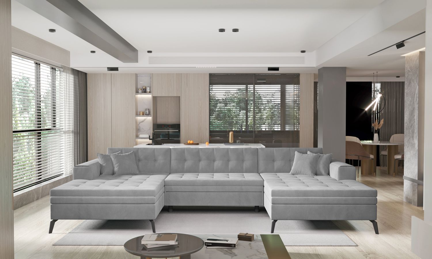 Corner Sleeper Sofa Vertizo | size: Width: 350cm, Height: 93cm, Depth: 170cm | color: Nube | image: 1 | variant: 1015402