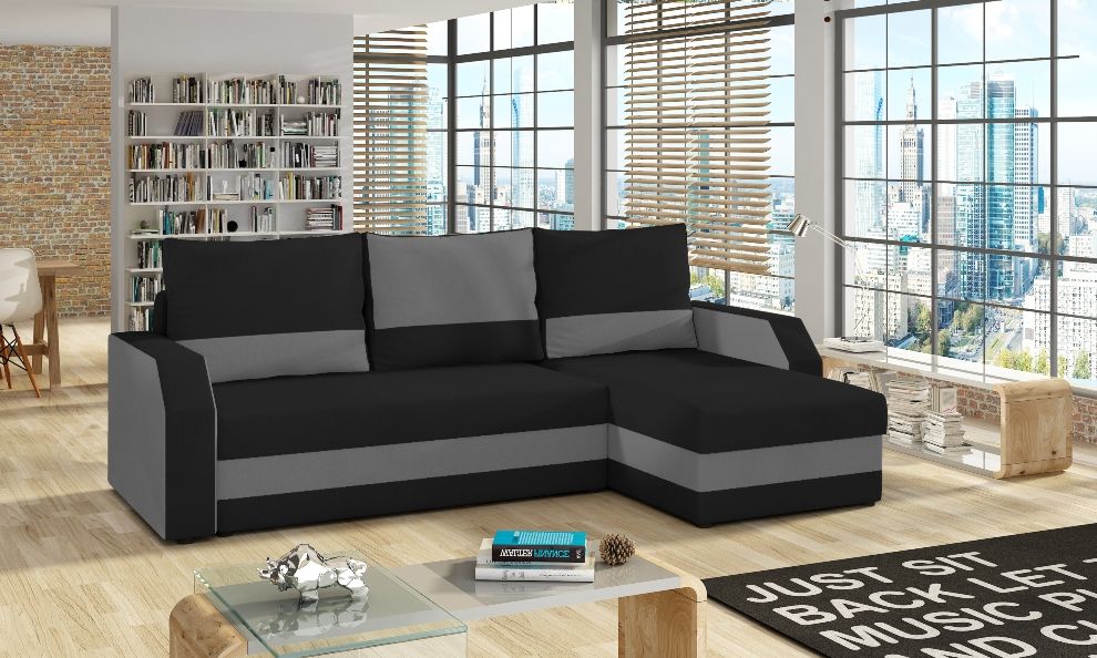 Corner Sleeper Sofa Warwick | size: Width: 237cm, Height: 90cm, Depth: 150cm | color: Black/Grey | image: 0 | variant: 1008935