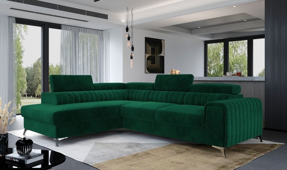 Corner Sleeper Sofa West London 3 | size: Width: 275cm, Height: 98cm, Depth: 205cm | color: Green | image: 0 | variant: 1013849