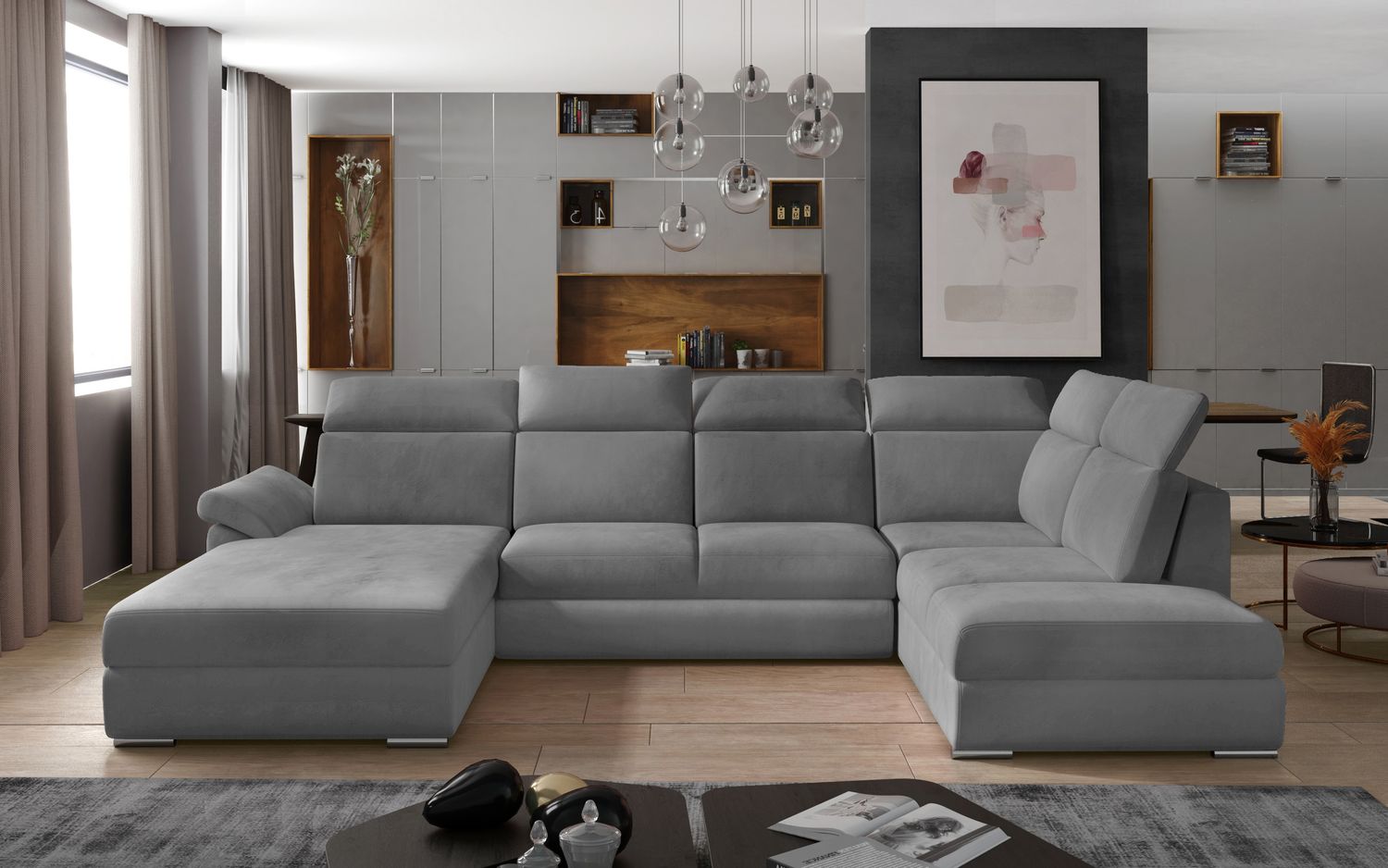 Corner Sleeper Sofa Winchester 31 | size: Width: 336cm, Height: 102cm, Depth: 216cm | color: Monolith | image: 1 | variant: 1016584
