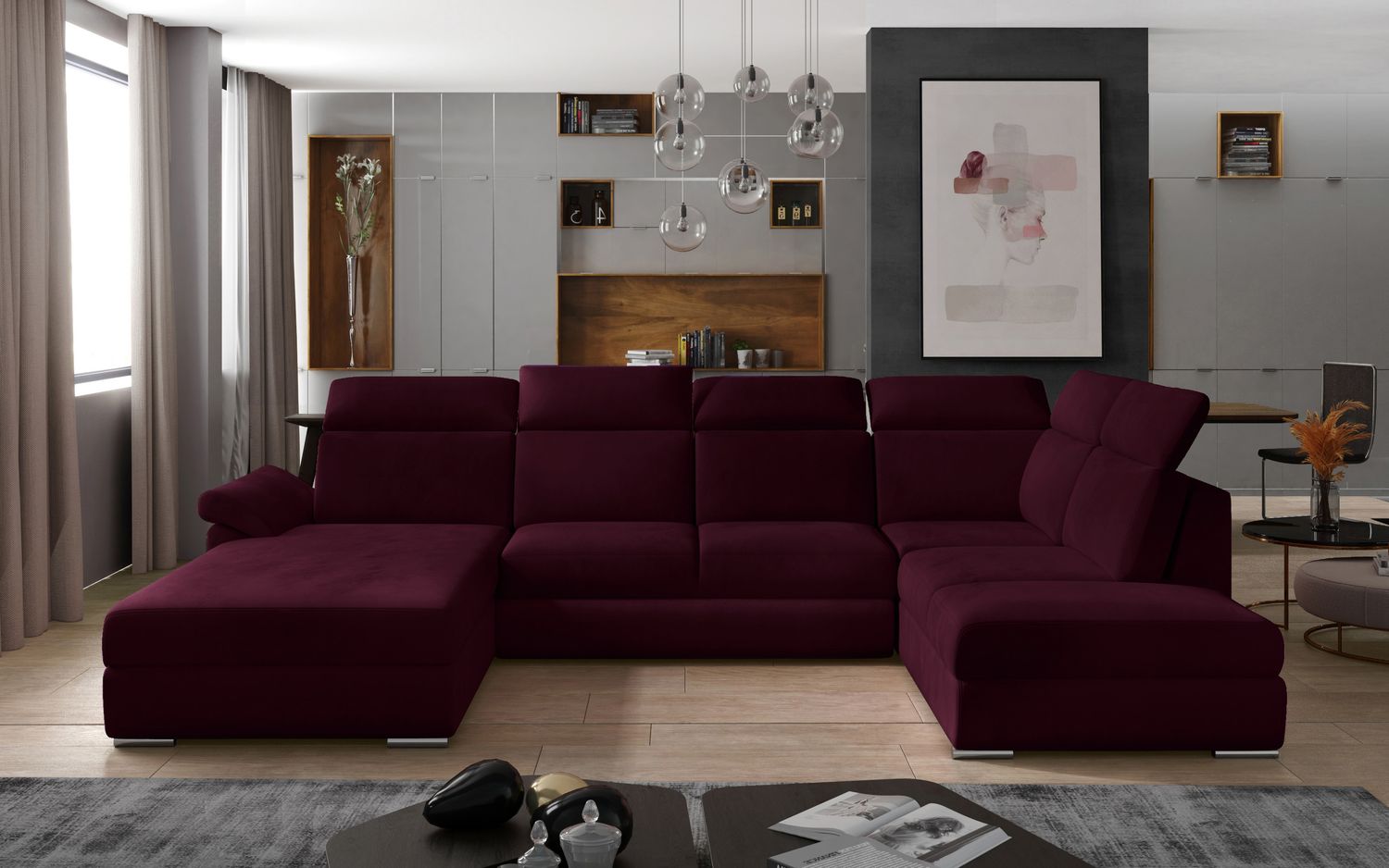 Corner Sleeper Sofa Winchester 35 | size: Width: 336cm, Height: 102cm, Depth: 216cm | color: Mat/Velvet | image: 1 | variant: 1016588