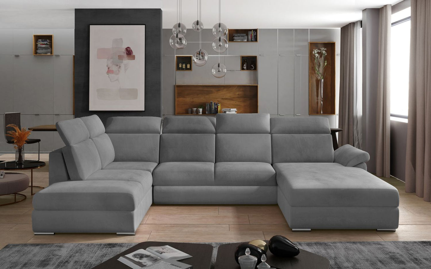 Corner Sleeper Sofa Winchester 37 | size: Width: 336cm, Height: 102cm, Depth: 216cm | color: Monolith | image: 1 | variant: 1016590