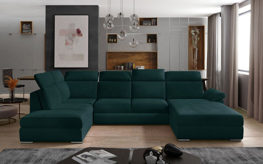 Corner Sleeper Sofa Winchester 40 | size: Width: 336cm, Height: 102cm, Depth: 216cm | color: Mat/Velvet | image: 1 | variant: 1016593
