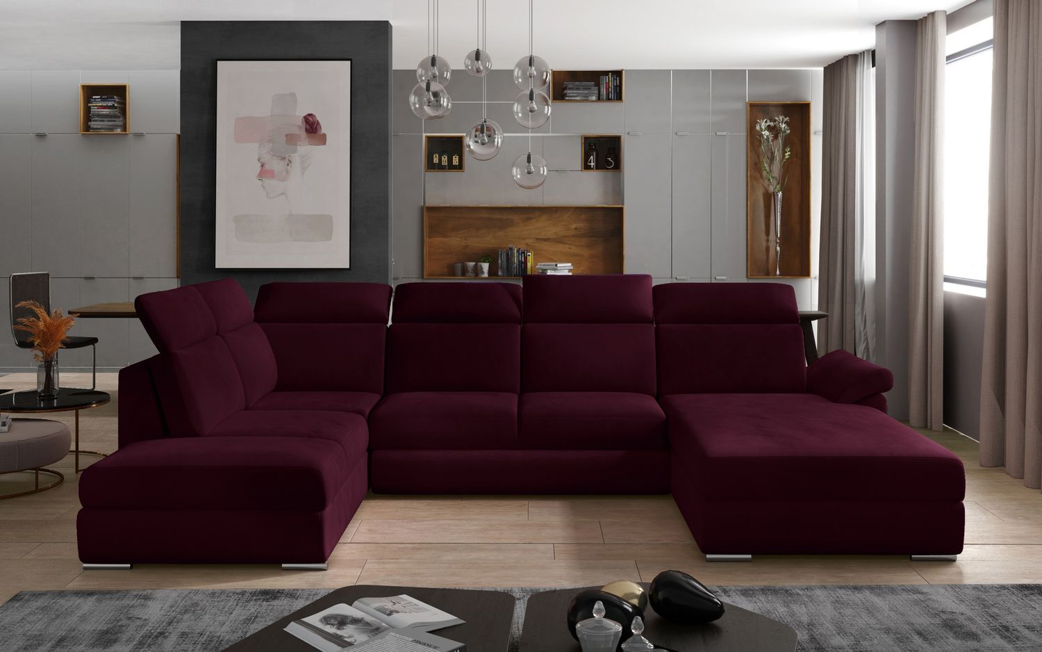Corner Sleeper Sofa Winchester 41 | size: Width: 336cm, Height: 102cm, Depth: 216cm | color: Mat/Velvet | image: 1 | variant: 1016594
