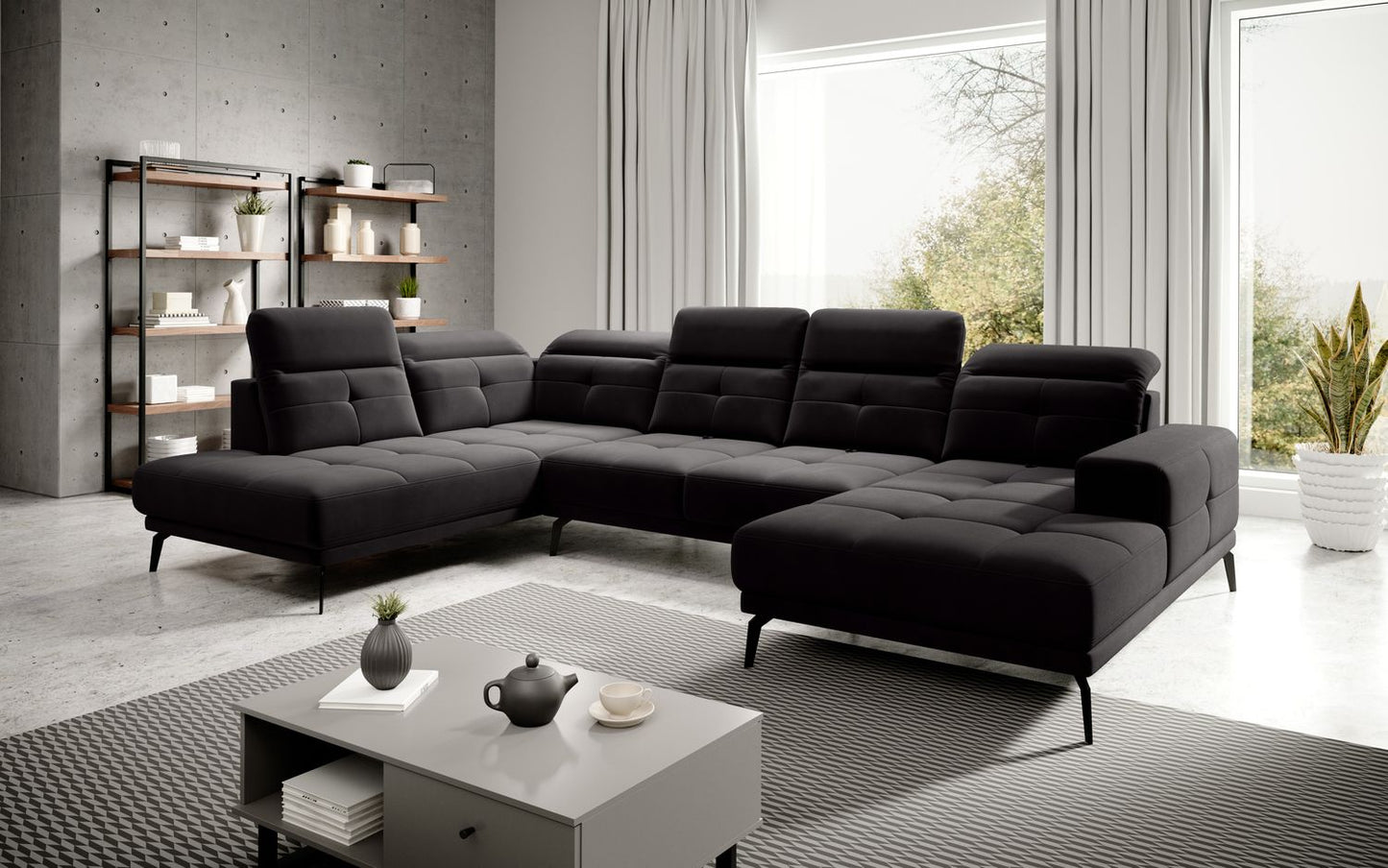 Corner Sofa Alnwick 21 | size: Width: 350cm, Height: 107cm, Depth: 205cm | color: Velvetmat | image: 1 | variant: 1015279