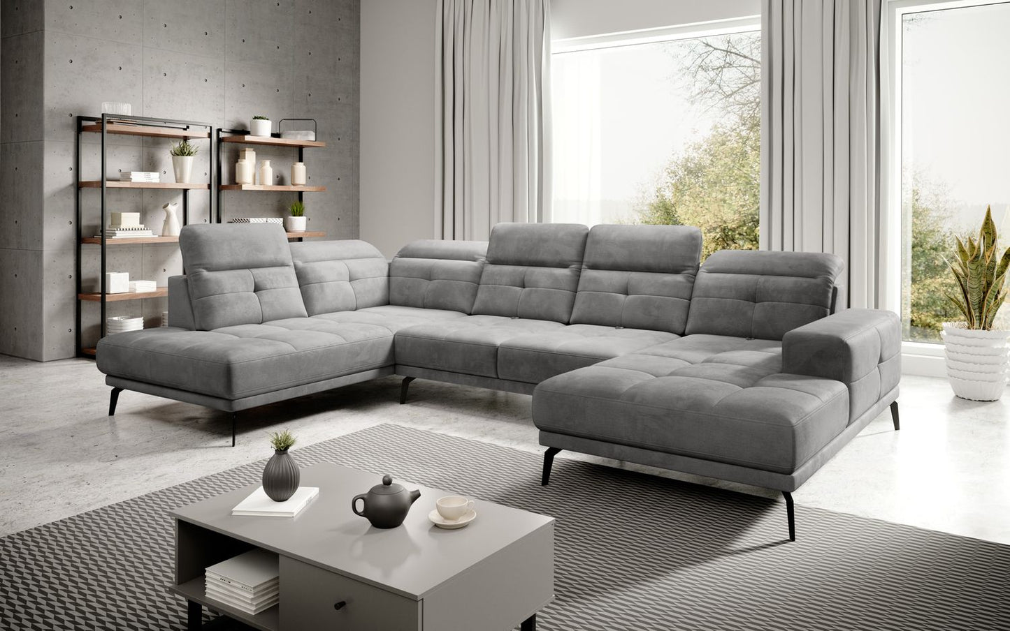 Corner Sofa Alnwick | size: Width: 350cm, Height: 107cm, Depth: 205cm | color: Nube | image: 1 | variant: 1015258