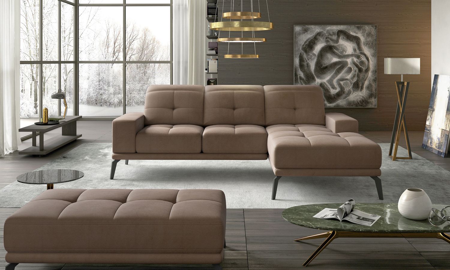 Corner Sofa East Piacenza 17 | size: Width: 265cm, Height: 98cm, Depth: 53cm | color: Beige | image: 1 | variant: 1017489