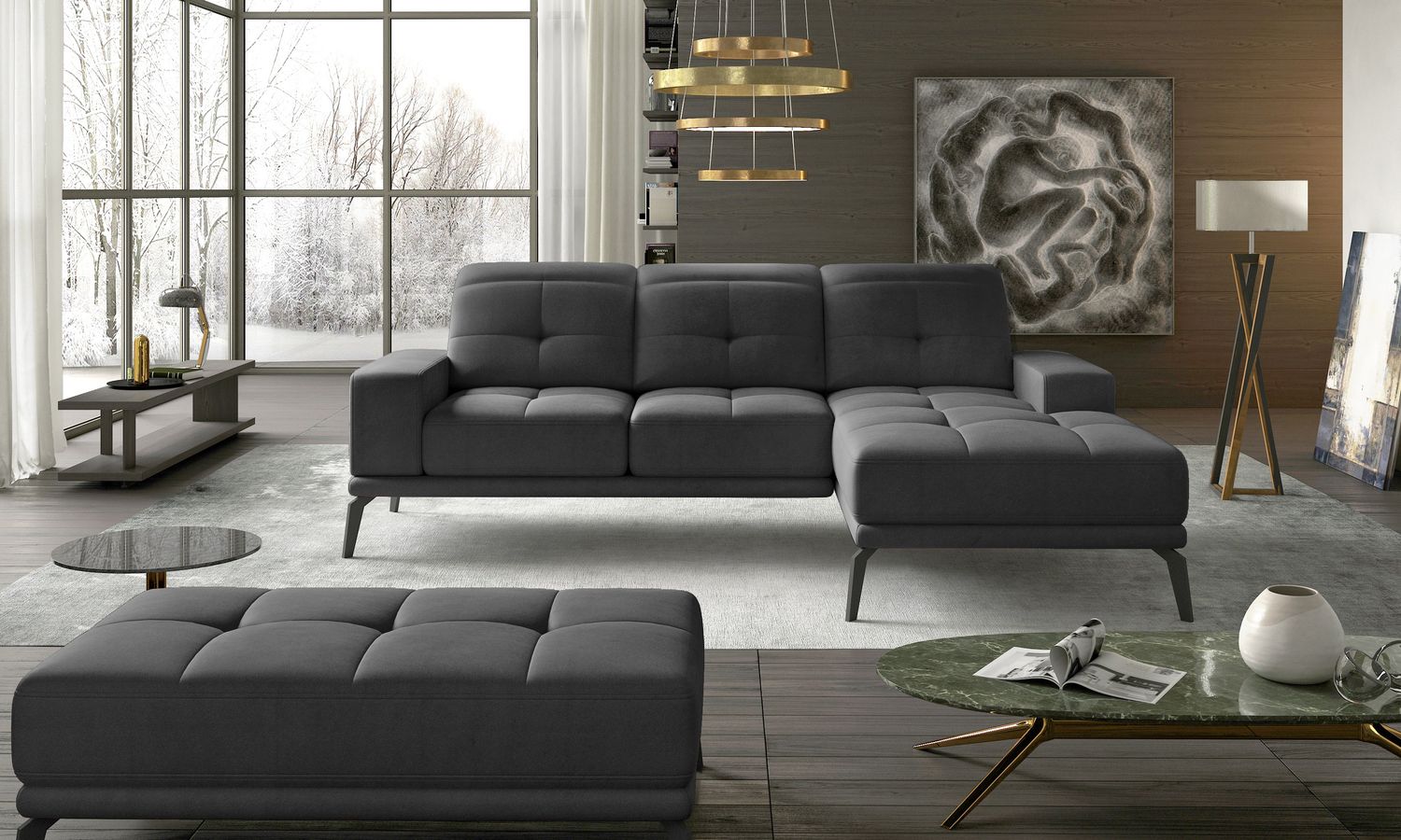 Corner Sofa East Piacenza 20 | size: Width: 265cm, Height: 98cm, Depth: 53cm | color: Monolith | image: 1 | variant: 1017492