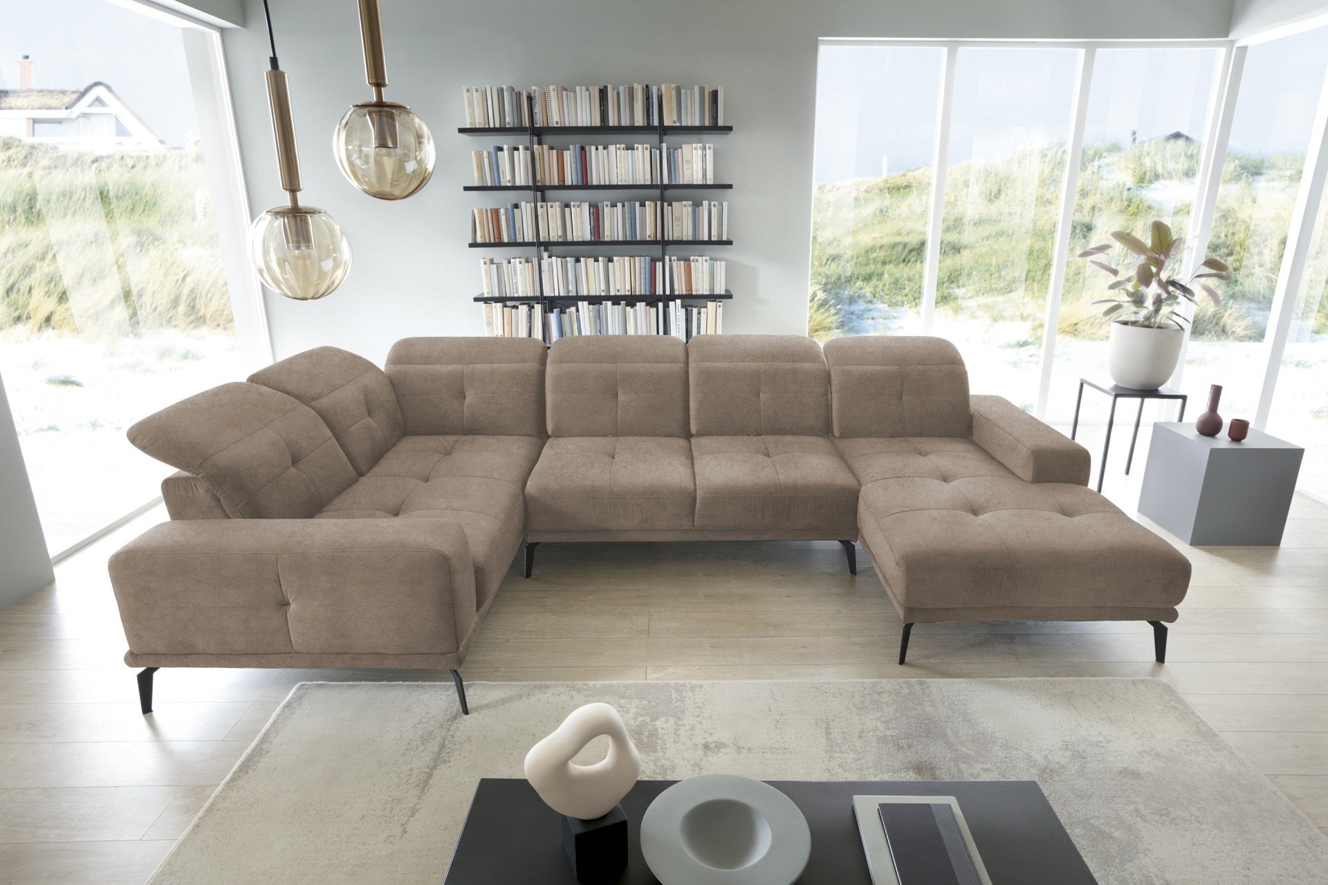 Corner Sofa Louth 34 | size: Width: 350cm, Height: 77cm, Depth: 201cm | color: Loco | image: 1 | variant: 1015911