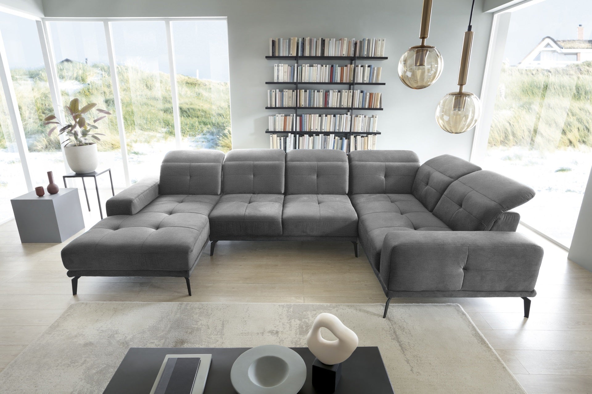 Corner Sofa Louth 61 | size: Width: 350cm, Height: 77cm, Depth: 201cm | color: Nube | image: 1 | variant: 1015938