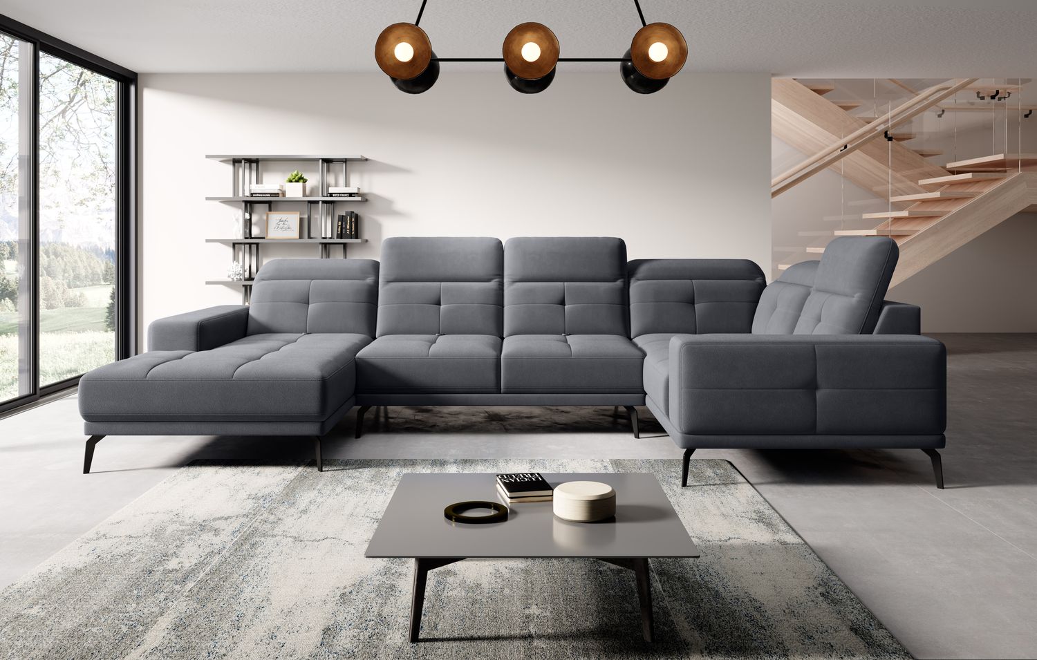Corner Sofa Louth 75 | size: Width: 350cm, Height: 77cm, Depth: 201cm | color: Savoi | image: 1 | variant: 1015952