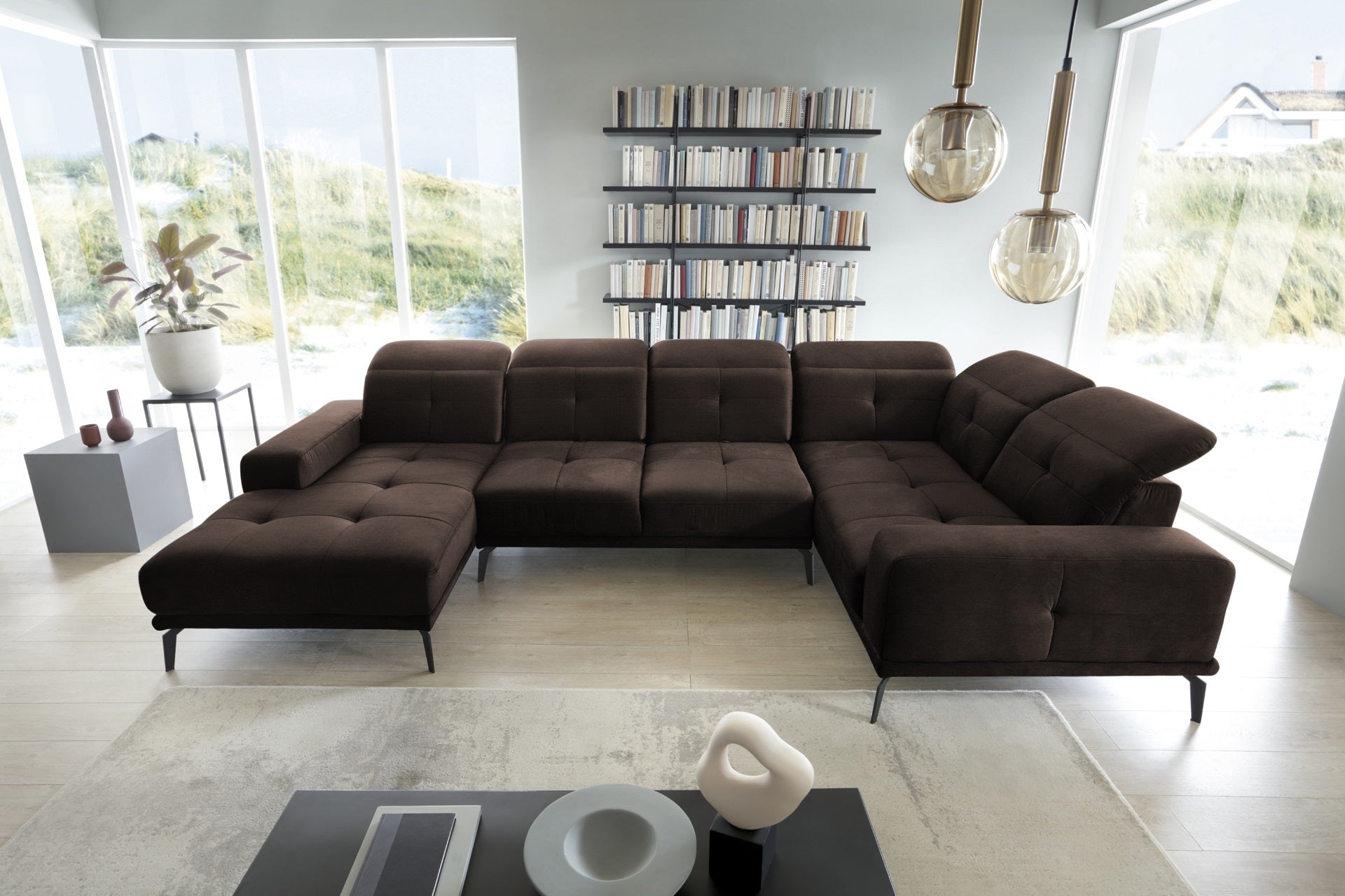 Corner Sofa Louth 98 | size: Width: 350cm, Height: 77cm, Depth: 201cm | color: Nube | image: 1 | variant: 1015975