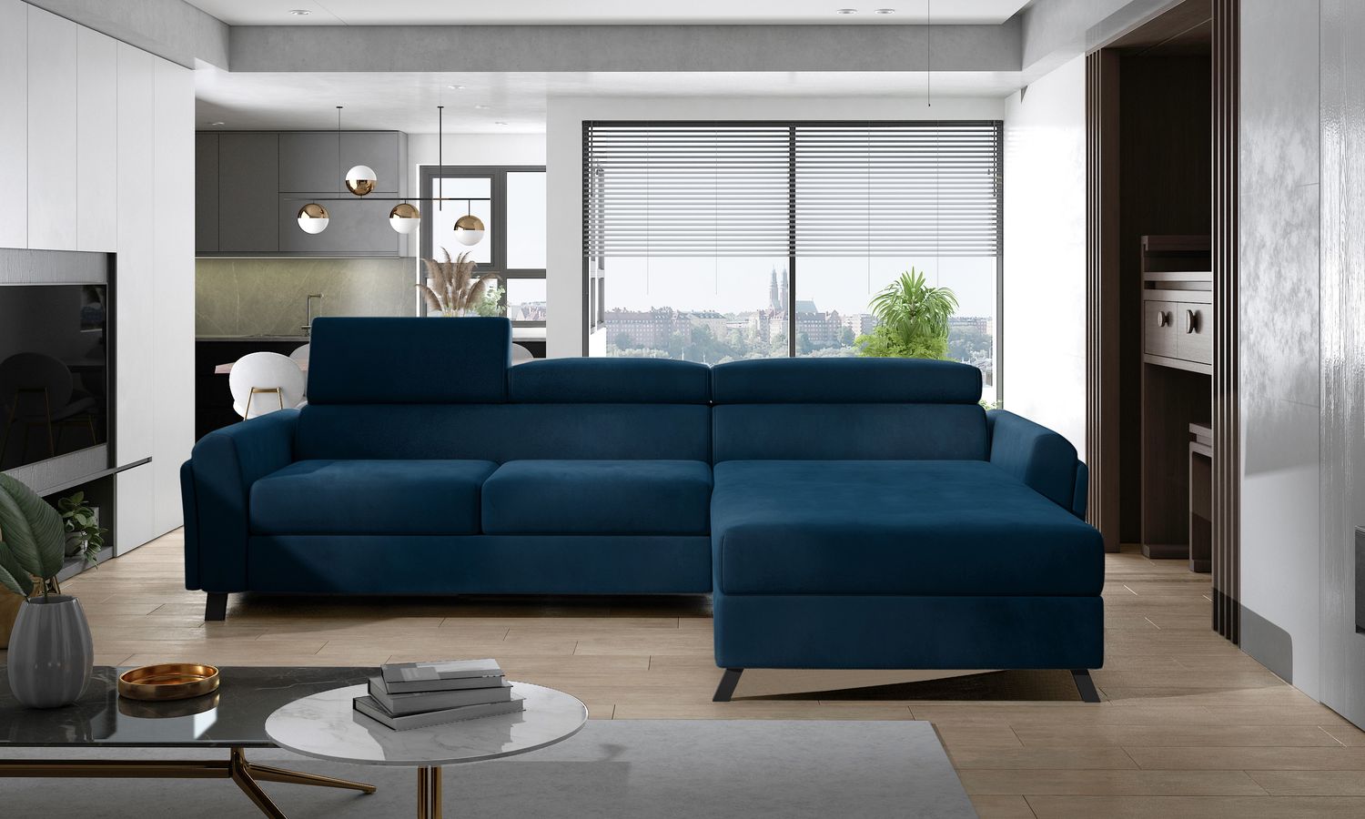 Corner Sofa Mariall 30 | size: Width: 300cm, Height: 98cm, Depth: 190cm | color: Blue | image: 1 | variant: 1016141