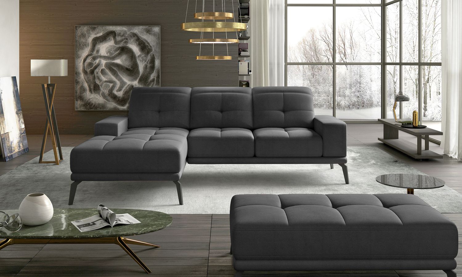 Corner Sofa Torrense 54 | size: Width: 265cm, Height: 98cm, Depth: 53cm | color: Monolith | image: 1 | variant: 1016580