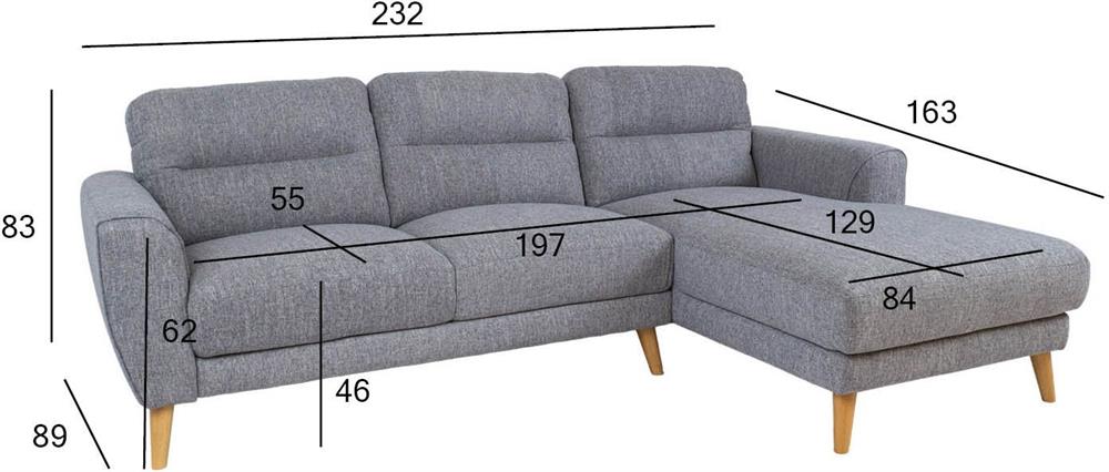 Corner Sofa West Delhi | size: Width: 232cm, Height: 83cm, Depth: 163cm | color: Gray | image: 7 | variant: 1000334