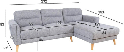 Corner Sofa West Delhi | size: Width: 232cm, Height: 83cm, Depth: 163cm | color: Gray | image: 7 | variant: 1000335