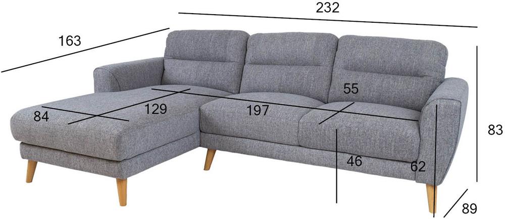 Corner Sofa West Delhi | size: Width: 232cm, Height: 83cm, Depth: 163cm | color: Gray | image: 7 | variant: 1000336