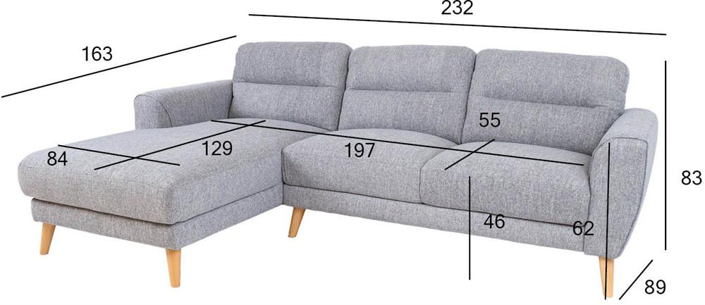 Corner Sofa West Delhi | size: Width: 232cm, Height: 83cm, Depth: 163cm | color: Gray | image: 7 | variant: 1000337