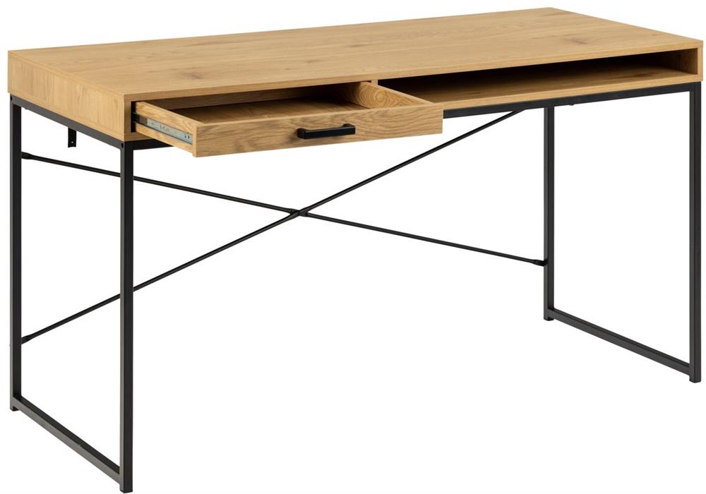 Desk Aberystwyth | size: Length: 58cm, Width: 140cm, Height: 76cm | color: Black/Oak | image: 1 | variant: 1006032