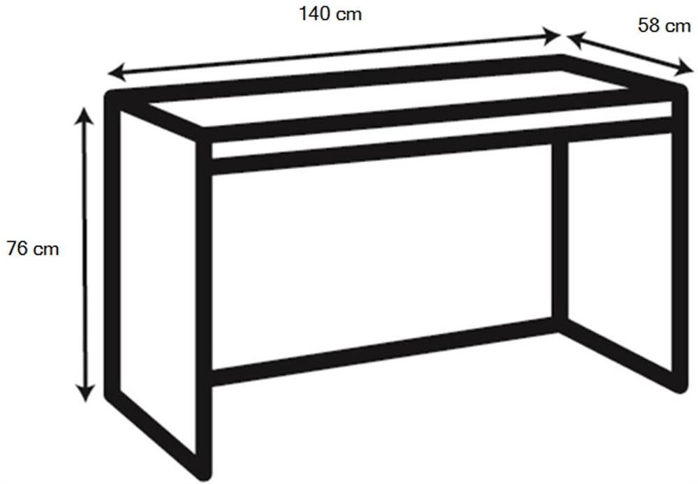 Desk Aberystwyth | size: Length: 58cm, Width: 140cm, Height: 76cm | color: Black/Oak | image: 5 | variant: 1006032