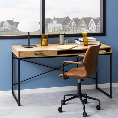 Desk Aberystwyth | size: Length: 58cm, Width: 140cm, Height: 76cm | color: Black/Oak | image: 6 | variant: 1006032