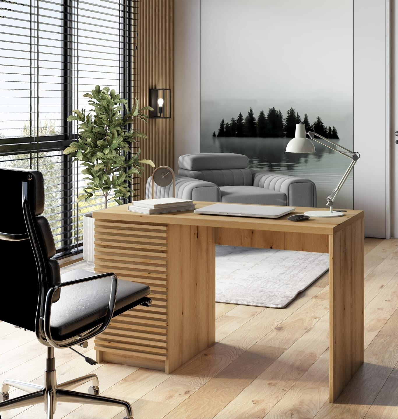 Desk Bisett | size: Length: 60cm, Width: 140cm, Height: 75cm | color: Oak | image: 3 | variant: 1017863