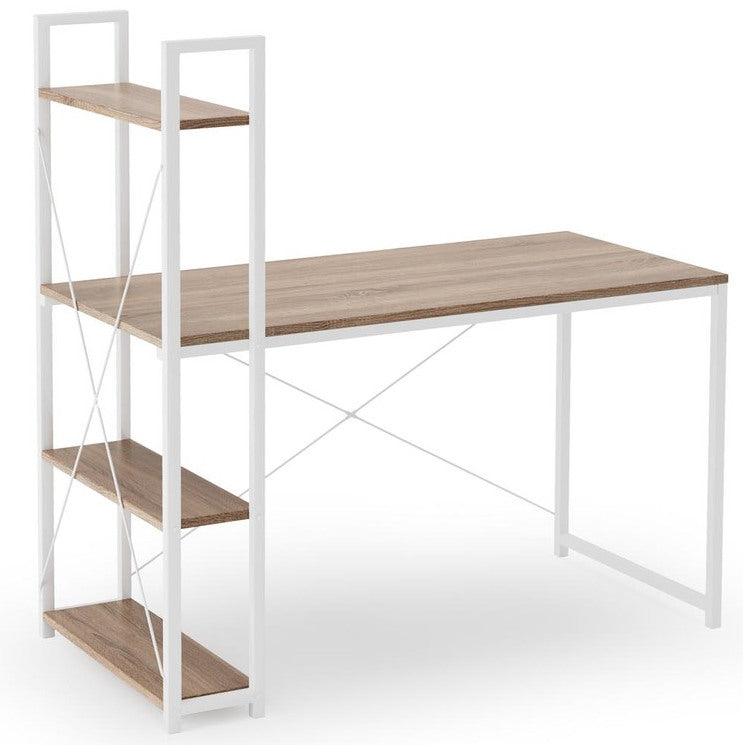 Desk Dublin | size: Length: 64cm, Width: 120cm, Height: 120cm | color: White/Oak | image: 1 | variant: 1003249