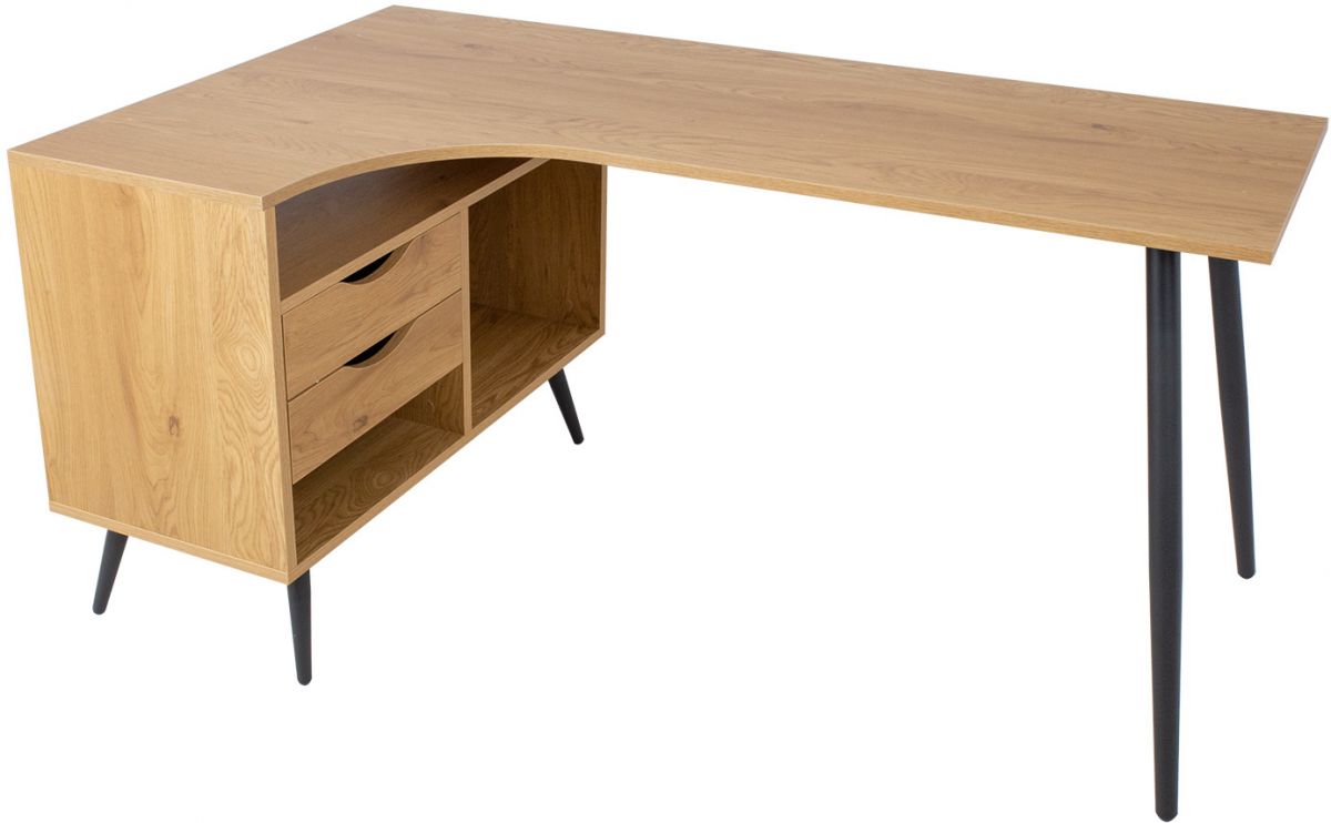 Desk Georgia | size: Length: 80cm, Width: 145cm, Height: 75cm | color: Oak | image: 2 | variant: 1012823