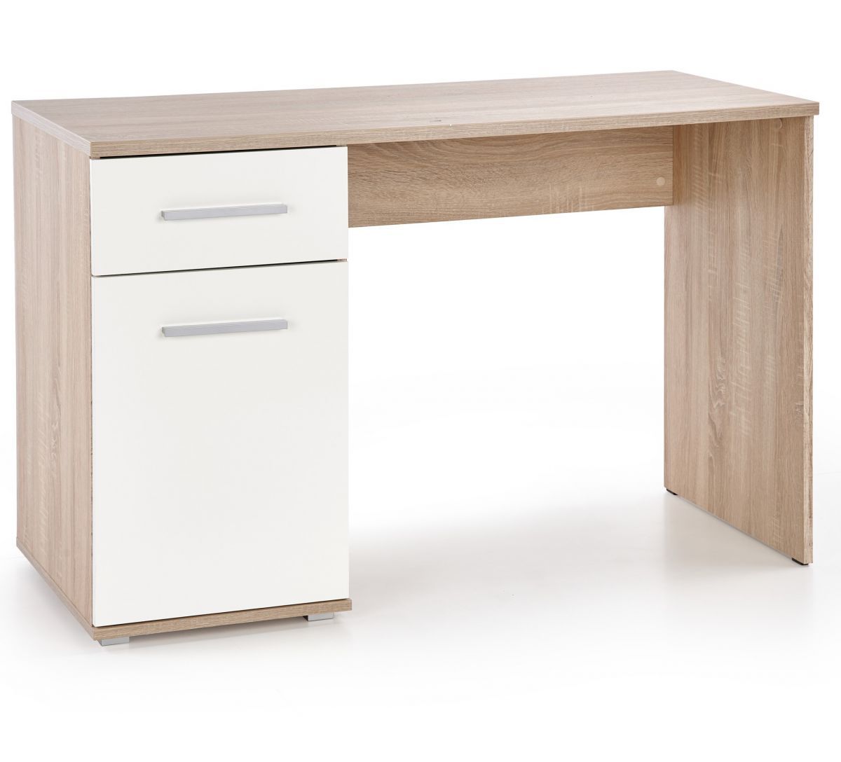 Desk Lima | size: Length: 55cm, Width: 120cm, Height: 75cm | color: White/Oak | image: 1 | variant: 1011367
