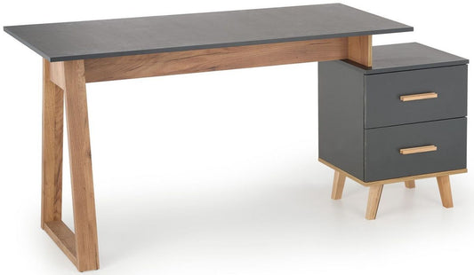 Desk Sergio XL 1 | size: Length: 60cm, Width: 165cm, Height: 78cm | color: Oak/Grey | image: 0 | variant: 1012394