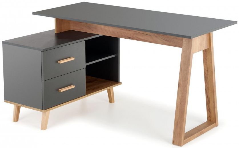Desk Sergio XL | size: Length: 90cm, Width: 210cm, Height: 78cm | color: Oak/Grey | image: 1 | variant: 1012393