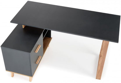 Desk Sergio XL | size: Length: 90cm, Width: 210cm, Height: 78cm | color: Oak/Grey | image: 2 | variant: 1012393