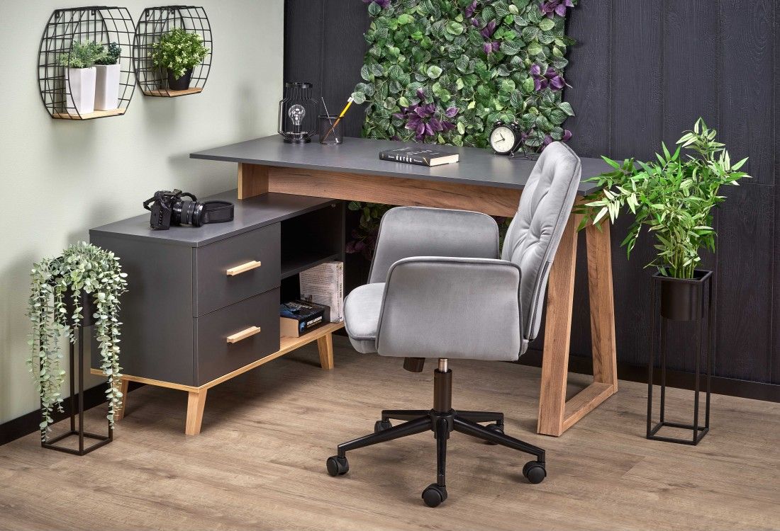 Desk Sergio XL | size: Length: 90cm, Width: 210cm, Height: 78cm | color: Oak/Grey | image: 5 | variant: 1012393
