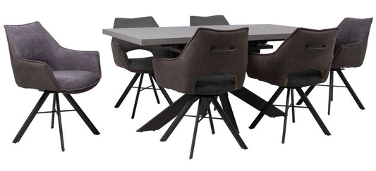 Dining Room Furniture Set Bromley | size: Length: 90cm, Width: 200cm, Height: 76cm | color: Black/Grey | image: 0 | variant: 1005470