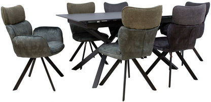 Dining Room Furniture Set Bromley | size: Length: 90cm, Width: 220cm, Height: 76cm | color: Black/Grey/Green | image: 1 | variant: 1001671