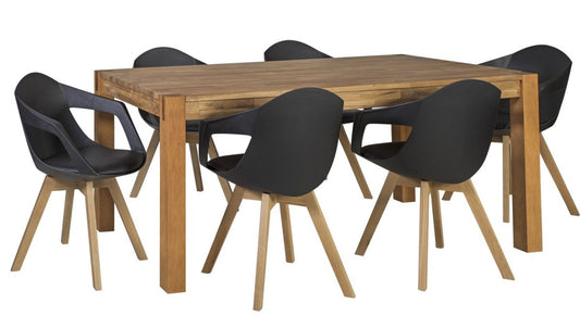 Dining Room Furniture Set Drammen | size: Length: 90cm, Width: 180cm, Height: 76cm | color: Brown/Black/Oak | image: 0 | variant: 1001692