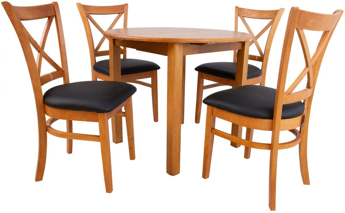 Dining Room Furniture Set East Biggleswade | size: Length: 90cm, Width: 120cm, Height: 74cm | color: Black/Oak | image: 1 | variant: 1005681