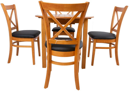 Dining Room Furniture Set East Biggleswade | size: Length: 90cm, Width: 120cm, Height: 74cm | color: Black/Oak | image: 2 | variant: 1005681