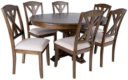 Dining Room Furniture Set James | size: Length: 46cm, Width: 106cm, Height: 76cm | color: Brown/Grey | image: 1 | variant: 1017032