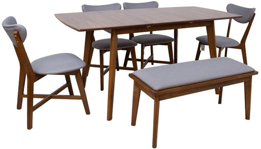 Dining Room Furniture Set Jesper | size: Length: 80cm, Width: 160cm, Height: 76cm | color: Brown/Grey | image: 1 | variant: 1017617