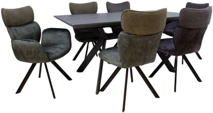 Dining Room Furniture Set Kristiansand | size: Length: 90cm, Width: 220cm, Height: 76cm | color: Black/Grey/Green | image: 1 | variant: 1001659