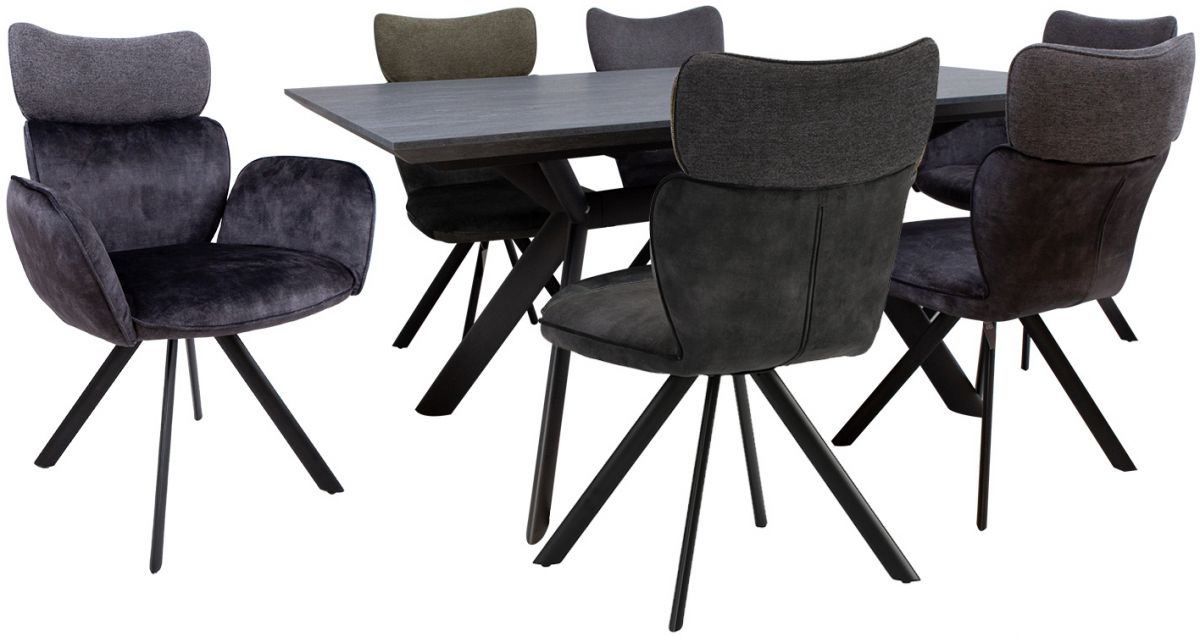Dining Room Furniture Set Kristiansand | size: Length: 90cm, Width: 220cm, Height: 76cm | color: Black/Grey | image: 1 | variant: 1001660