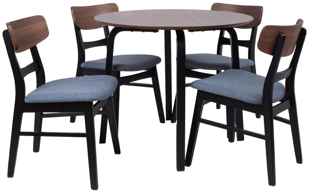Dining Room Furniture Set Mia | size: Length: 90cm, Width: 90cm, Height: 75cm | color: Brown/Black/Grey | image: 1 | variant: 1017035