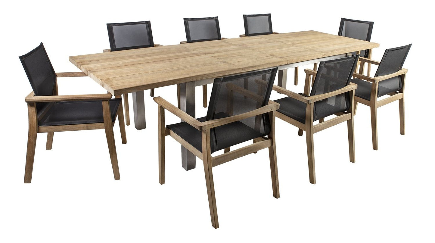 Dining Room Furniture Set Nautica | size: Length: 100cm, Width: 300cm, Height: 76cm | color: Black/Oak/Grey | image: 0 | variant: 1018024