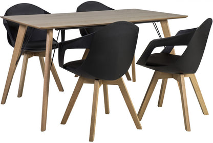 Dining Room Furniture Set Rochester | size: Length: 80cm, Width: 140cm, Height: 74cm | color: Black/Oak | image: 1 | variant: 1001684