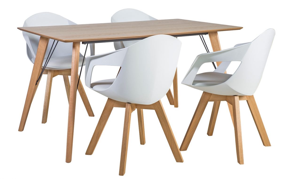 Dining Room Furniture Set Rochester | size: Length: 80cm, Width: 140cm, Height: 74cm | color: White/Oak | image: 0 | variant: 1001683